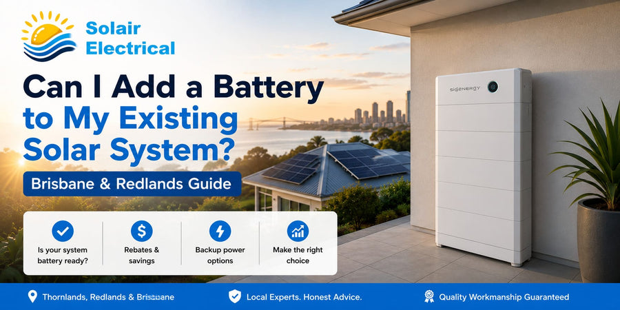 Sigenergy 40kWh all in one battery stack installed and looking out over the Brisbane river and city