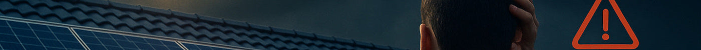 Banner photo of a man looking at his solar panels that are no longer working. image generated by ai